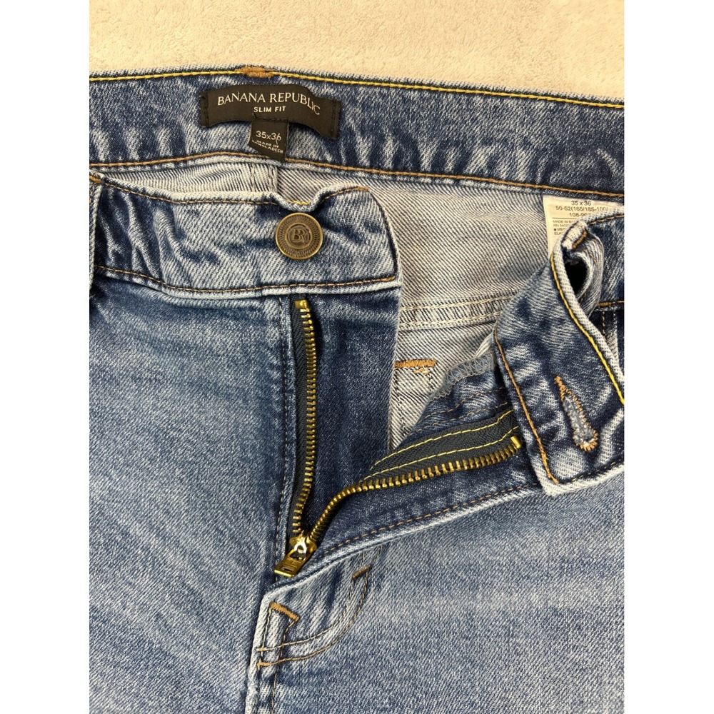 Banana Republic Jeans Mens 35x36 Blue Slim Fit Medium Wash Stretch Denim - Picture 3 of 9